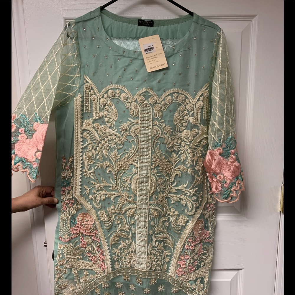 Gorgeous Mint L Agha Noor Kurti NWT, M in EUC